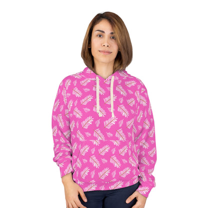 Tropical Vibes Pullover Hoodie - Pink Leaf Print