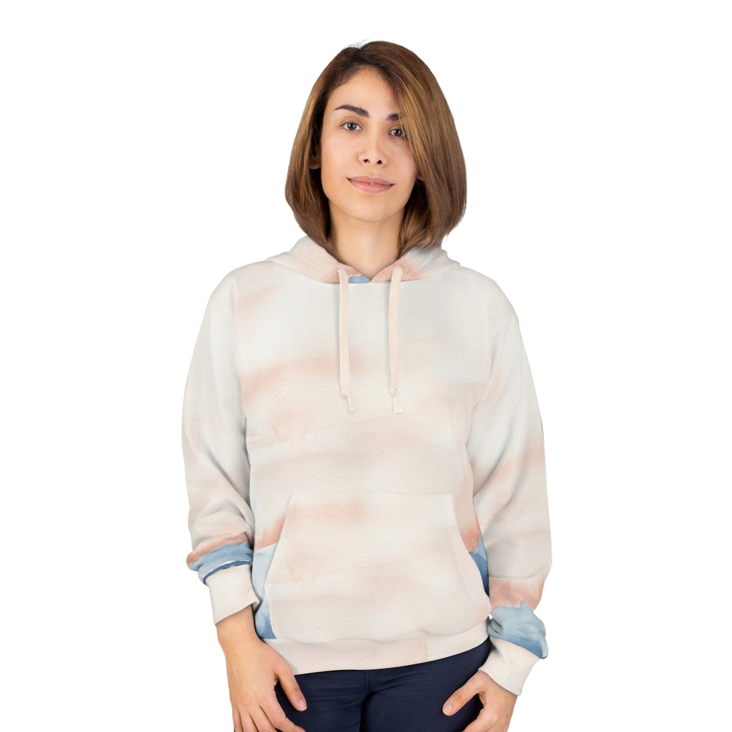 Blush & Breeze: Artistic Watercolor Hoodie