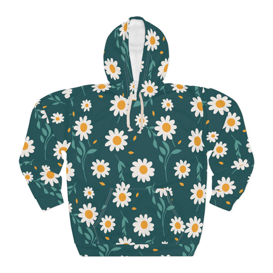 Floral Bliss: Cozy Daisy Print Hoodie