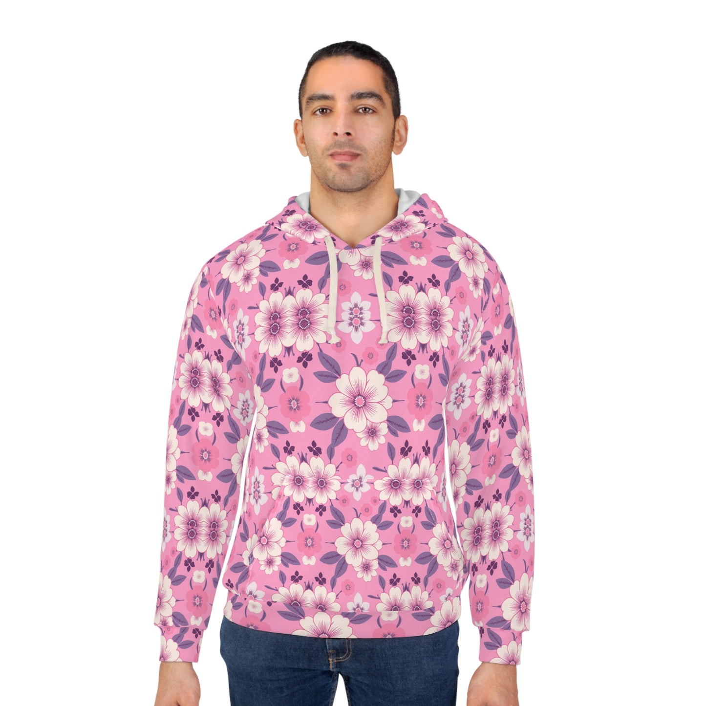 Blooming Cozy: Floral Pink Hoodie