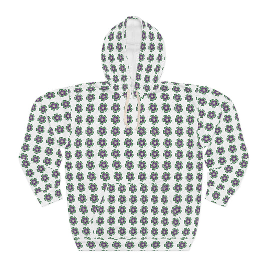 Retro Flower Print Hoodie Unisex Pullover Hoodie (AOP)